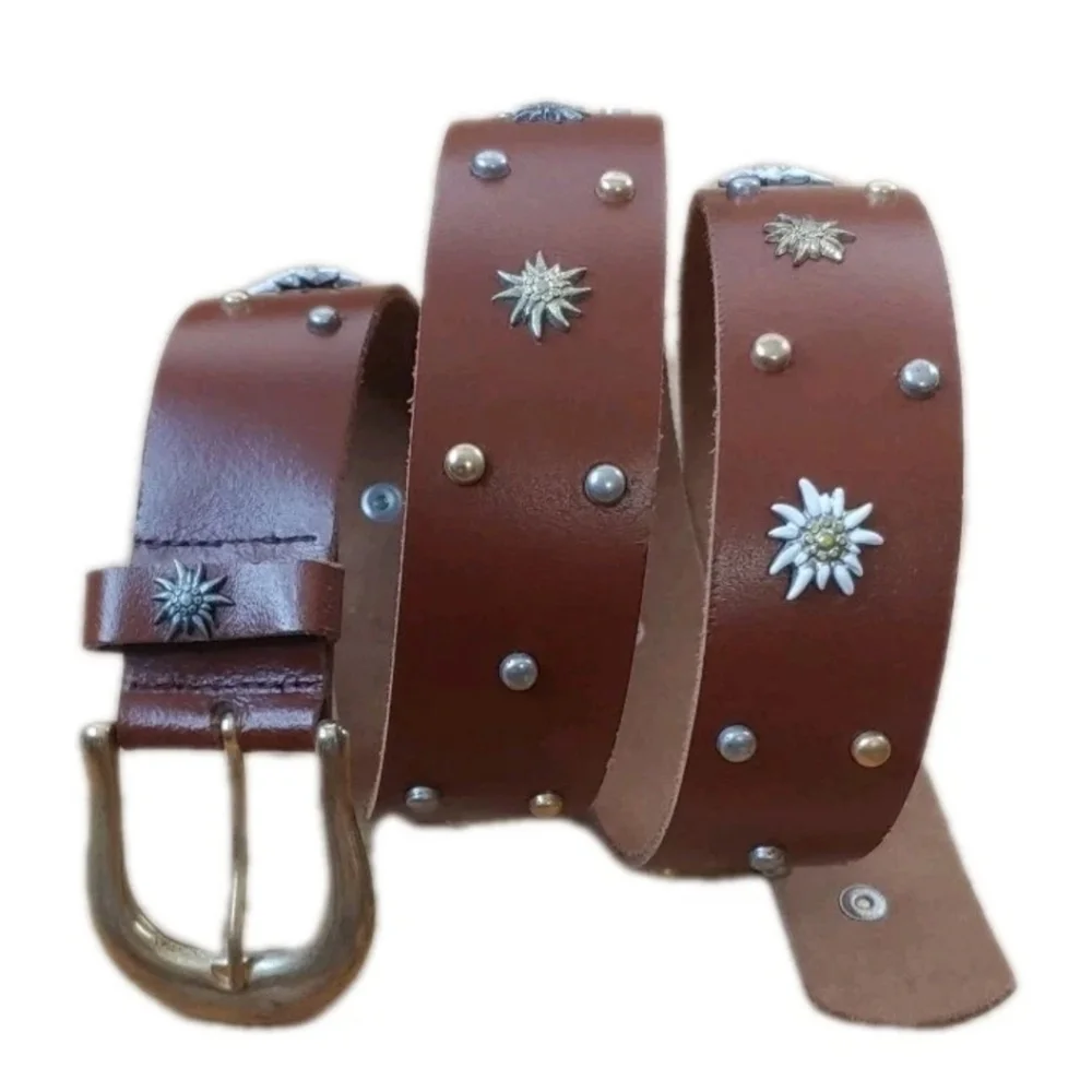 Coastal Cowgirl Western Rockabilly Belt Floral Cows Studded Woman Large 33